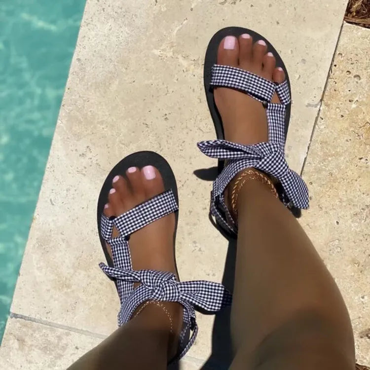 Summer Flat Women's Shoes Hemp Rope Set Foot Beach Sandals Outdoor